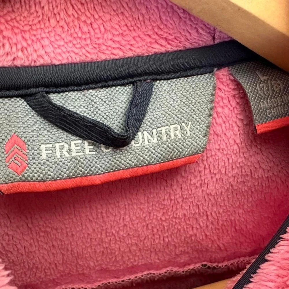 Free country Navy and pink waterproof ski jacket with hood Kids Large 7-8‎